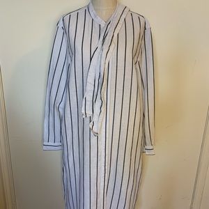 Striped Midi Dress with Belt